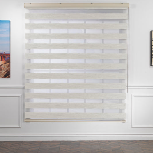 Bambu Zebra Shades Metallic Cord Loop Roller Blinds - Ecru