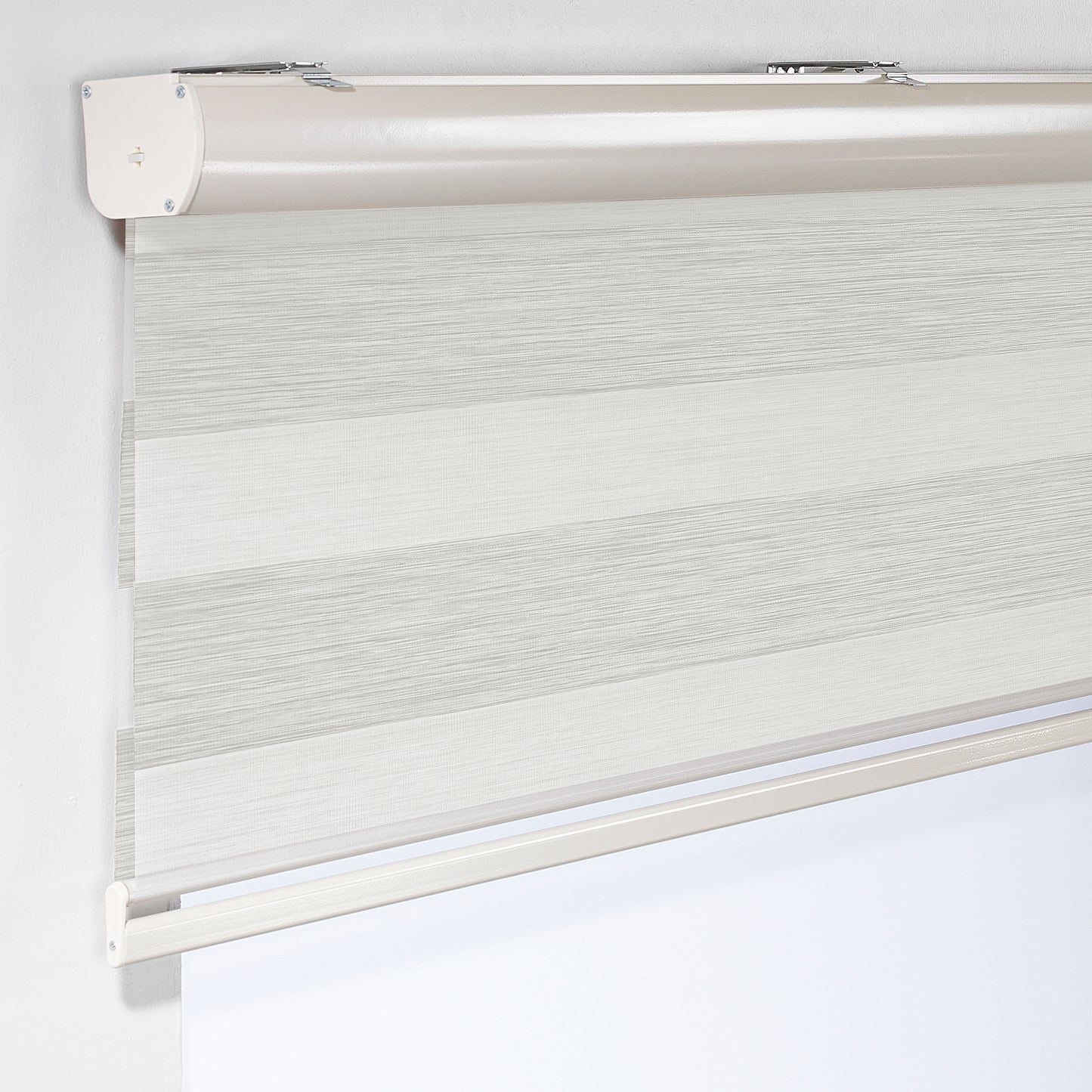 Bambu Zebra Shades Metallic Cord Loop Roller Blinds - Ecru