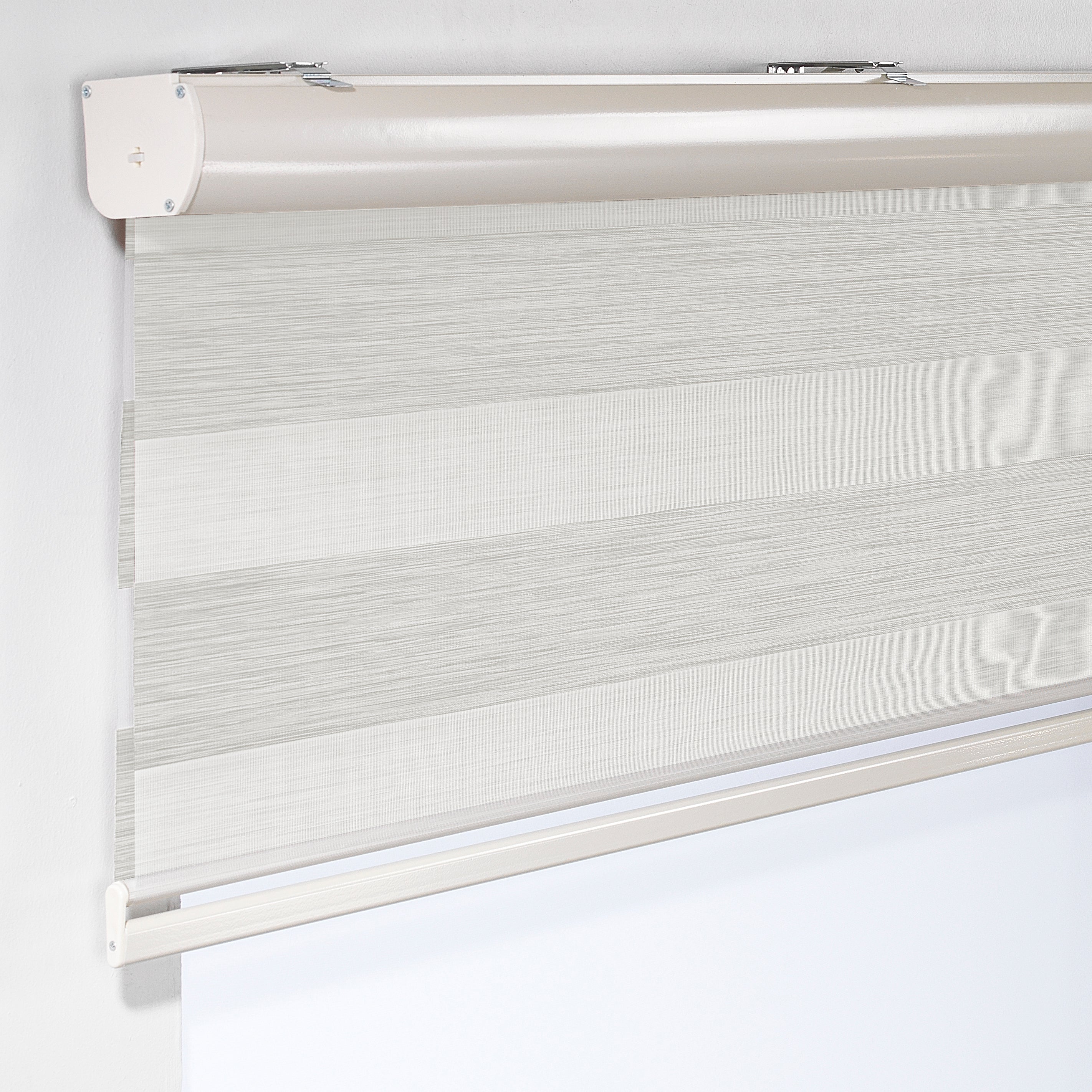 Bambu Zebra Shades Metallic Cord Loop Roller Blinds - Ecru