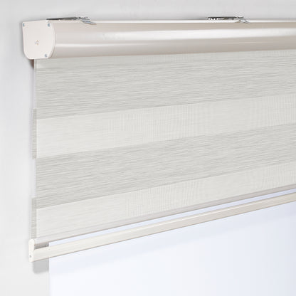 Bambu Zebra Shades Metallic Cord Loop Roller Blinds - Ecru
