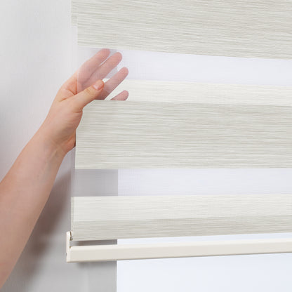 Bambu Zebra Shades Metallic Cord Loop Roller Blinds - Ecru