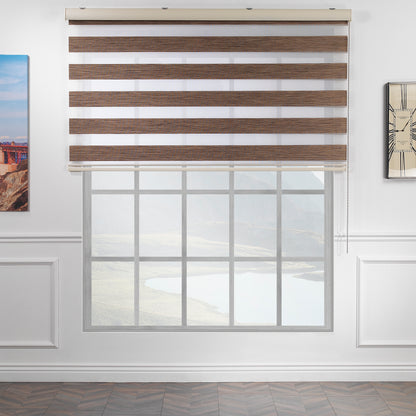 Bambu Zebra Shades Metallic Cord Loop Roller Blinds - Grey