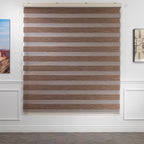 Bambu Zebra Shades Metallic Cord Loop Roller Blinds - Brown