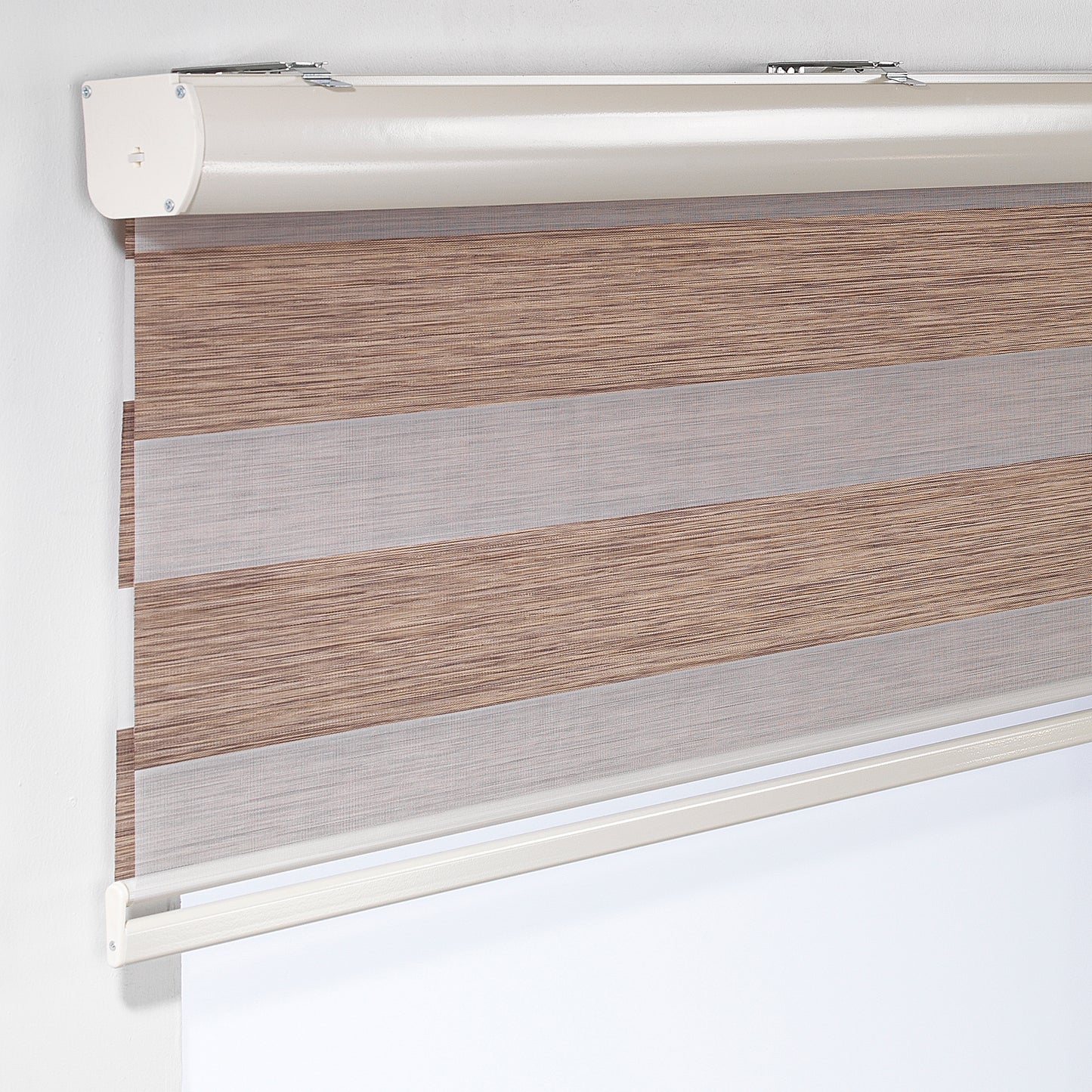 Bambu Zebra Shades Metallic Cord Loop Roller Blinds - Brown