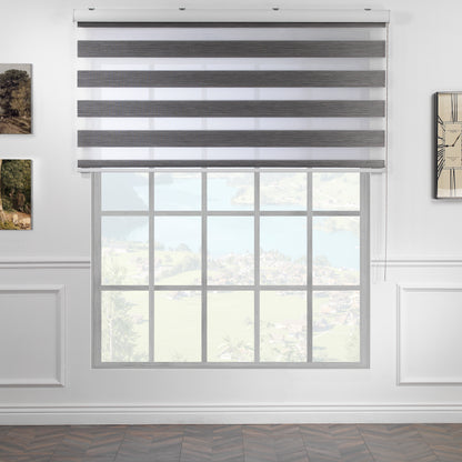 Bambu Zebra Shades Metallic Cord Loop Roller Blinds - Grey