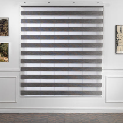 Bambu Zebra Shades Metallic Cord Loop Roller Blinds - Grey