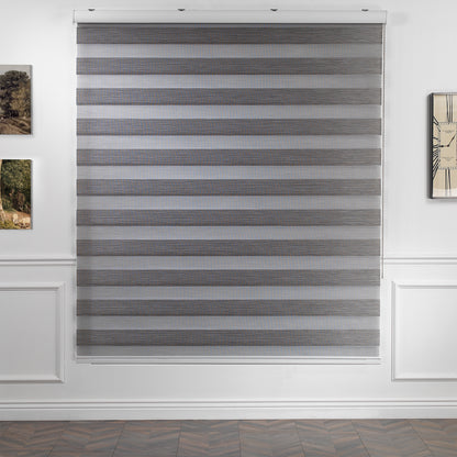 Bambu Zebra Shades Metallic Cord Loop Roller Blinds - Grey