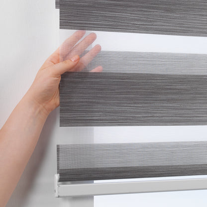 Bambu Zebra Shades Metallic Cord Loop Roller Blinds - Grey