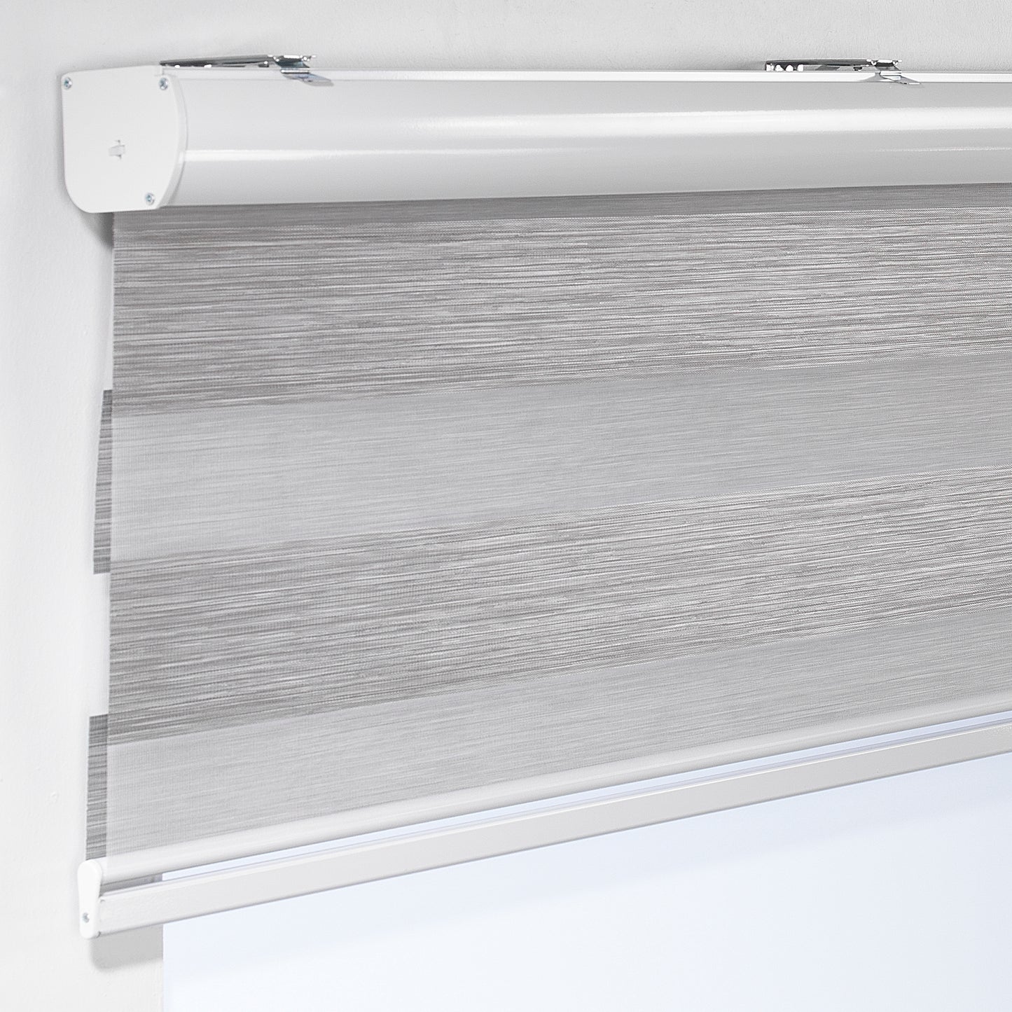 Bambu Zebra Shades Metallic Cord Loop Roller Blinds - Grey