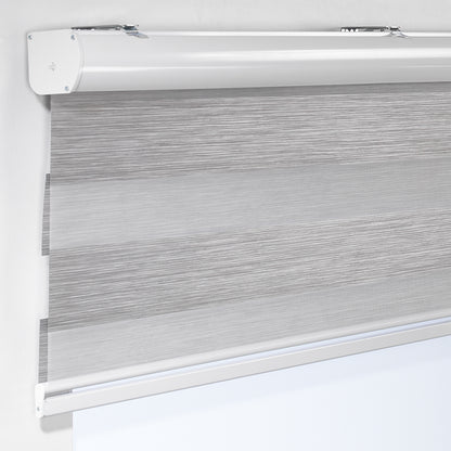Bambu Zebra Shades Metallic Cord Loop Roller Blinds - Grey