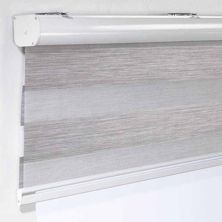 Bambu Zebra Shades Metallic Cord Loop Roller Blinds - Grey