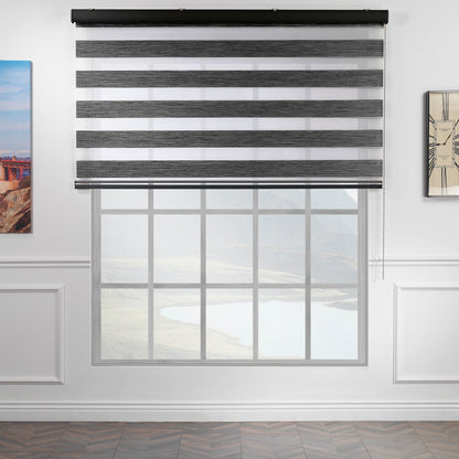 Bambu Zebra Shades Metallic Cord Loop Roller Blinds - Grey
