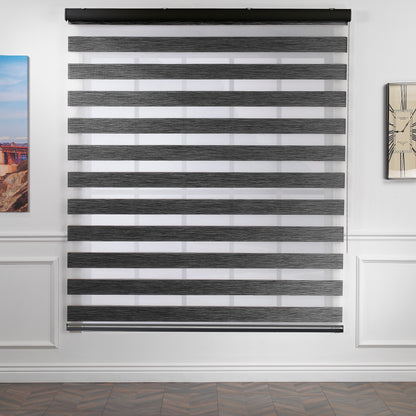 Bambu Zebra Shades Metallic Cord Loop Roller Blinds - Black