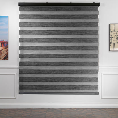 Bambu Zebra Shades Metallic Cord Loop Roller Blinds - Black
