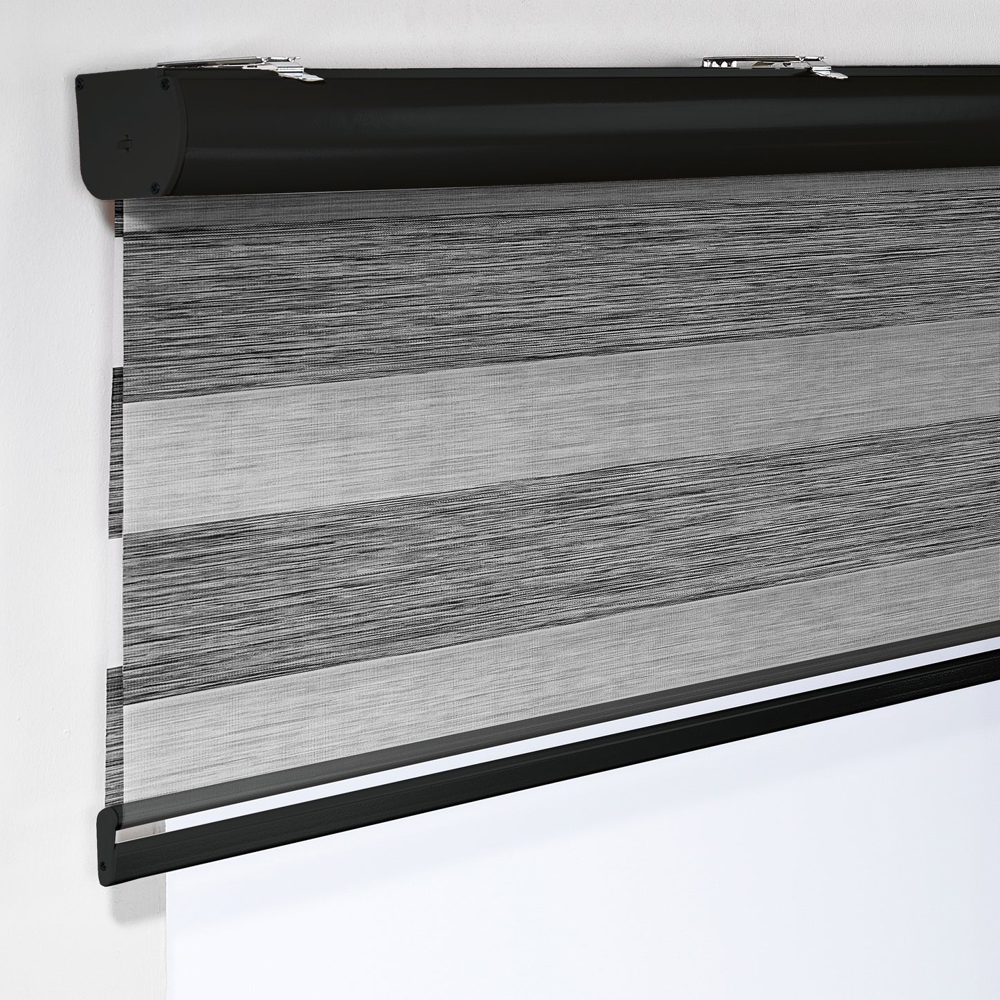 Bambu Zebra Shades Metallic Cord Loop Roller Blinds - Black