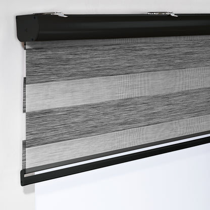 Bambu Zebra Shades Metallic Cord Loop Roller Blinds - Black